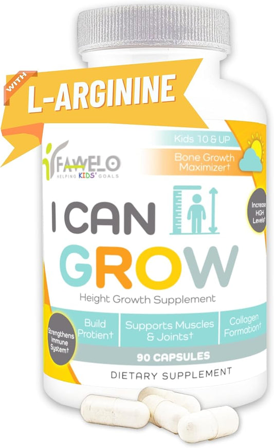 I Can Grow Height Growth Supplement for Kids & Teens | Supports Natural Growth & Bone Health with L arginine, Vitamin D Maximizer for true height | Kids Vitamins Multivitamin | Vitaminas Para Niños