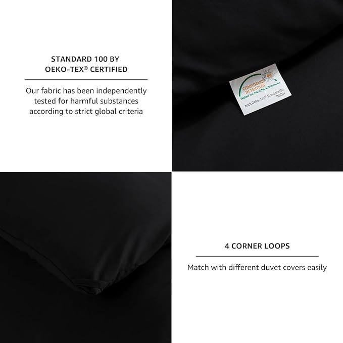 CozyLux California King Comforter Set Black, 3 Pieces Cal King Solid Breathable Boho Style Bedding Sets, Cozy Luxury Fluffy Soft Microfiber Quilt Comforter for All Season(1 Comforter & 2 Pillowcases)