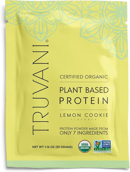 Truvani Vegan Pea Protein Powder | Lemon Cookie | 20g Organic Plant Based Protein | 1 Serving | Keto | Gluten & Dairy Free | Low Carb | No Added Sugar