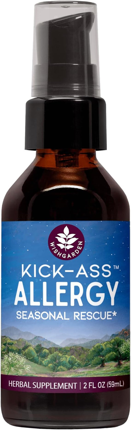 WishGarden Herbs Kick-Ass Allergy - Plant-Based Non-Drowsy Herbal Allergy Supplement with Nettle Leaf, Echinacea, & Yerba Santa, Supports Healthy Histamine Response to Seasonal Irritants, 2oz
