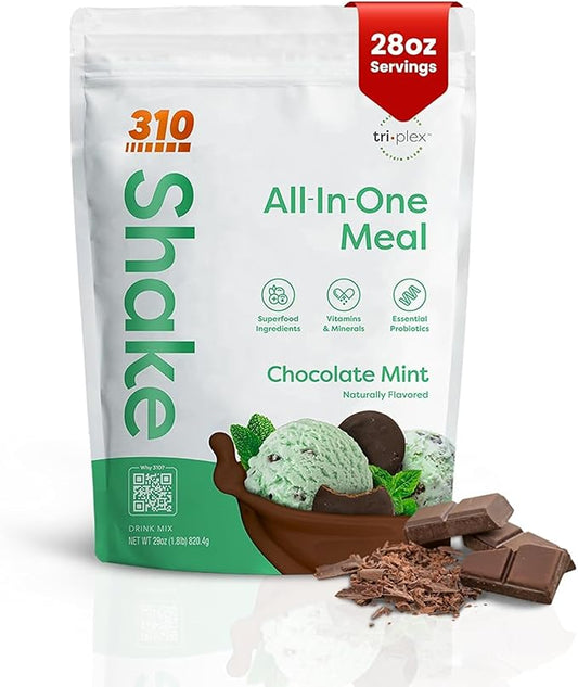 310 Nutrition All-In-One Meal Replacement Shake-Superfood Protein with Fiber, Probiotics & Adaptogens – Low Carb, Vegan, Keto & Paleo Friendly - 𝟮𝟴 𝗦𝗲𝗿𝘃𝗶𝗻𝗴𝘀 𝗖𝗵𝗼𝗰𝗼𝗹𝗮𝘁𝗲 𝗠𝗶𝗻𝘁