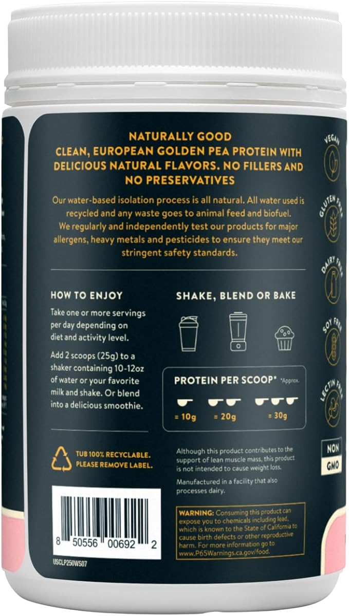 Nuzest - Vegan Pea Protein Powder - Clean Lean Protein, Premium Plant Based Protein Powder, Dairy Free, Gluten Free, GMO Free, Protein Shake, Wild Strawberry, 10 Servings, 8.8 oz