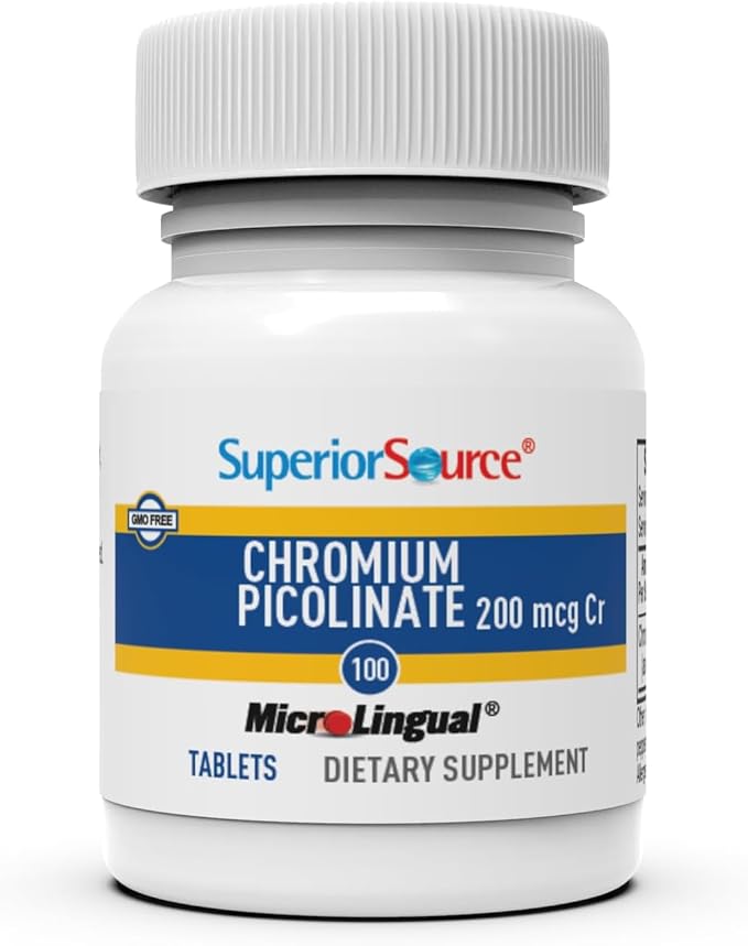 Superior Source Chromium Picolinate - Supplement for Women & Men - Supplement Formula Supports Healthy Sugar Metabolism - Mineral Supplement Aids Overall Health - 500 mcg, 50 Instant Dissolve Tablets
