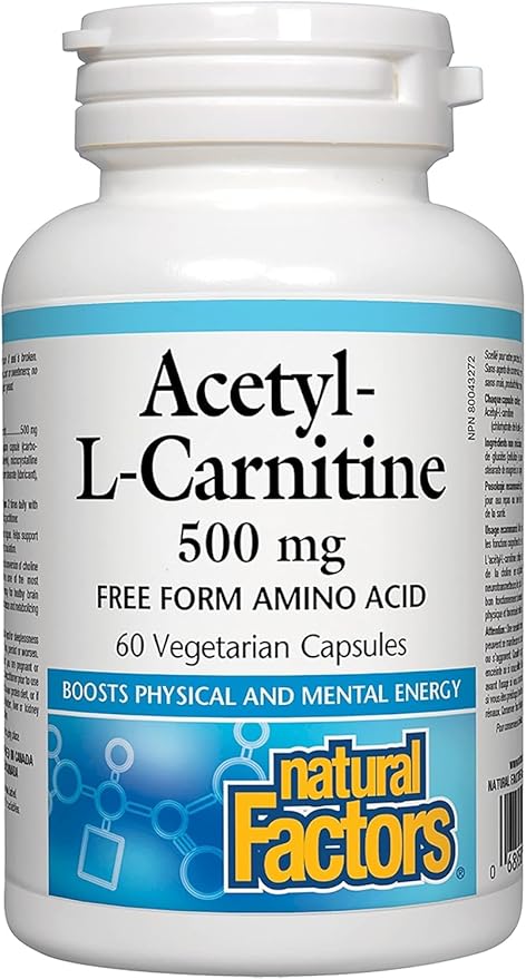 Natural Factors Acetyl L-Carnitine 500 milligrams, 60 Vegetarian Capsules