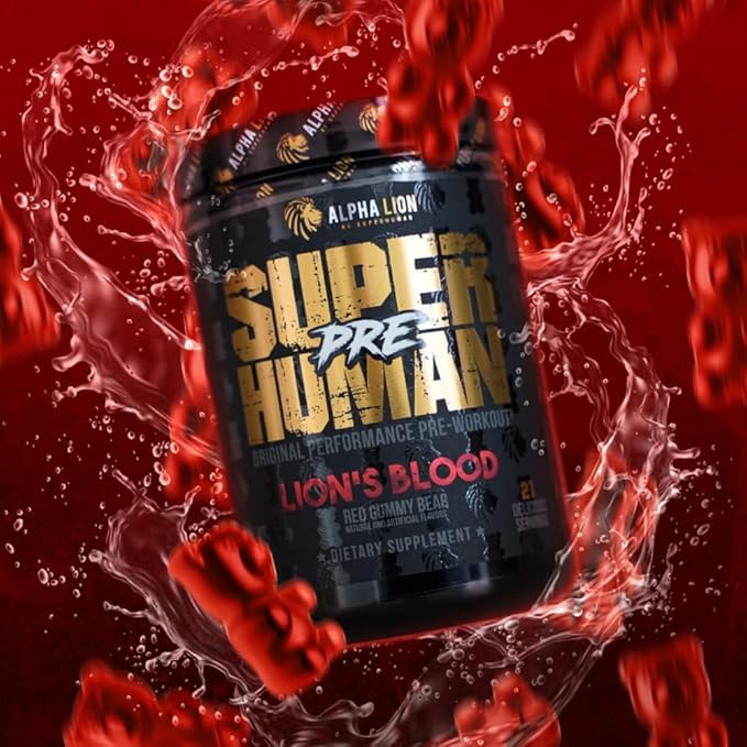 ALPHA LION Pre Workout Powder, Beta Alanine, L-Taurine & Tri-Source Caffeine for Sustained Energy & Focus, Nitric Oxide & Citrulline for Pump (21 Servings, Lion's Blood Flavor), Pack of 1