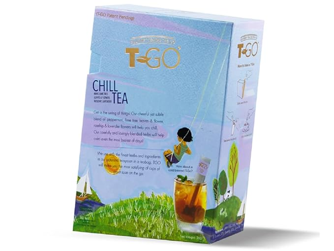 T-Go Chill Tea Calming Herbal Tea Sticks Organic Lavender Chamomile Relaxing Stress Relief Antioxidant Rich Decaf 15 Tea Sticks Pack of 1