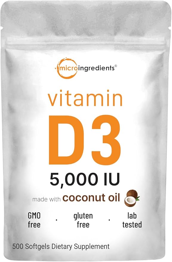 Micro Ingredients Omega-3 Fish Oil 4,200mg & Bundle Pack & Vitamin D3 5,000 IU Bundle Pack | Wild-Caught Fish, Lemon Flavored, Burpless | Vitamin D as Cholecalciferol