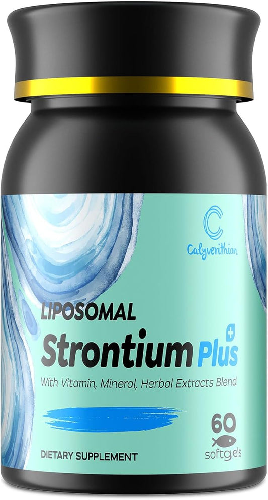 Liposomal Strontium Citrate 680mg–Advanced Bone Density & Joint Support Formula with Calcium, Vitamin K2 (MK-7), Magnesium & Herbal Bone Blend–Natural Citrus Flavor–60 Softgels