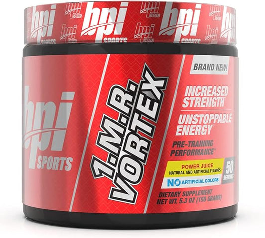 BPI Sports 1.M.R Vortex Pre Workout Powder – Fruit Punch Flavor – 50 Servings – High Stim Preworkout for Men & Women with Glycerol, Caffeine, Niacin, and Herbal Extracts – Energy, Focus & Endurance