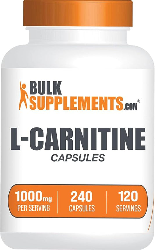 BulkSupplements.com L-Carnitine 1000mg Capsules - Carnitine Supplement, L Carnitine 1000mg, L-Carnitine Capsules - 2 Capsules per Serving (1000mg), 240 Capsules (Pack of 1)