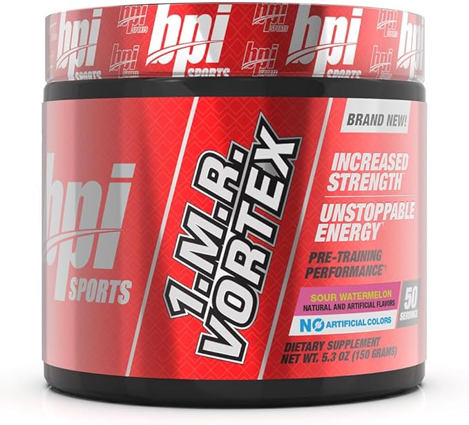 BPI Sports 1.M.R Vortex Pre Workout Powder – Sour Watermelon – 50 Servings – High Stim Preworkout for Men & Women with Glycerol, Caffeine, Niacin, and Herbal Extracts – Energy, Focus & Endurance