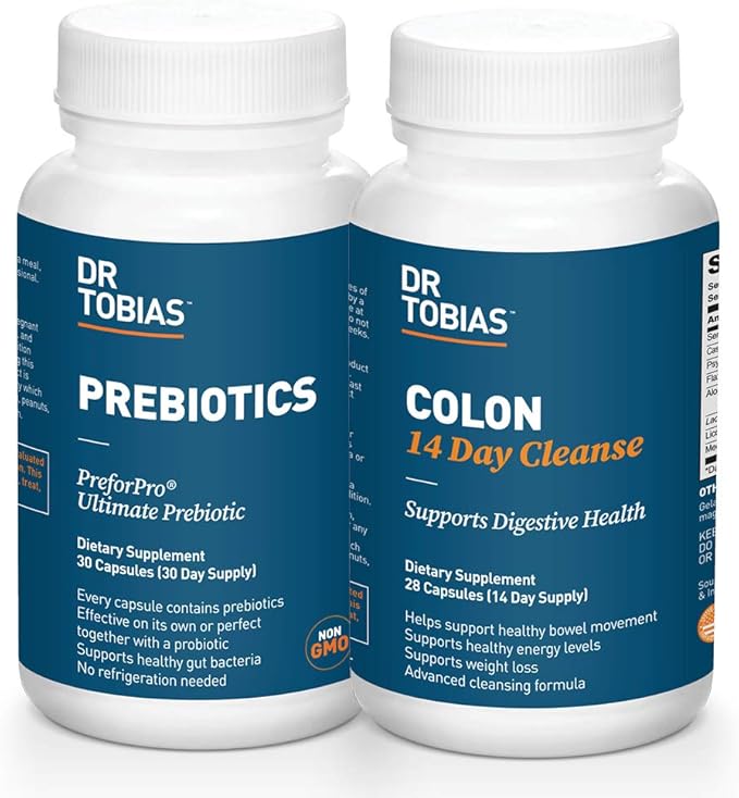 Dr. Tobias Digestive Kickstarter Bundle with Colon 14 Day Cleanse & Prebiotics for Gut Health