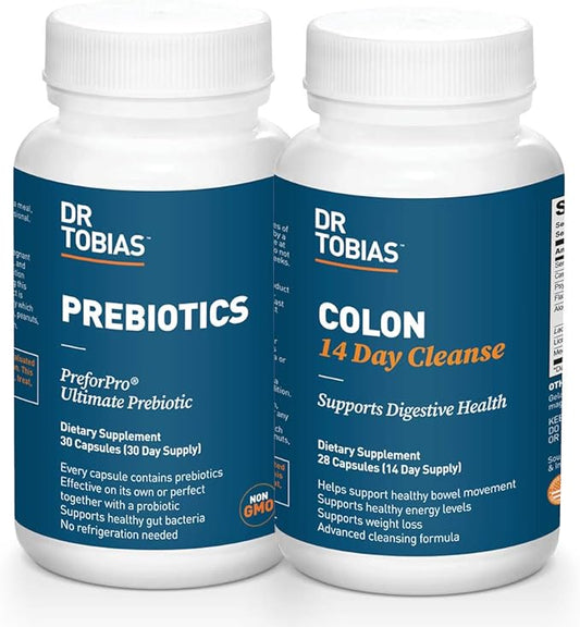 Dr. Tobias Digestive Kickstarter Bundle with Colon 14 Day Cleanse & Prebiotics for Gut Health
