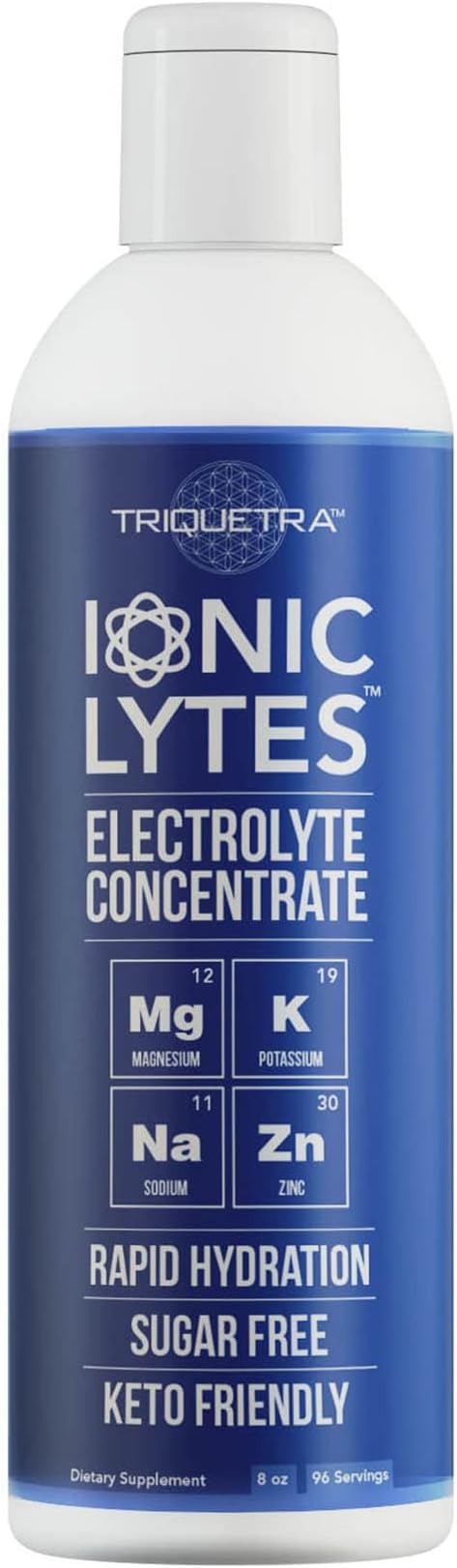 Ionic Lytes Electrolyte Concentrate (96 Servings) | Sugar Free, Keto Electrolyte Drops, Perfectly Purified Ionic Electrolytes for Rapid Hydration | 30% More Potassium, Magnesium & Zinc (8 oz)