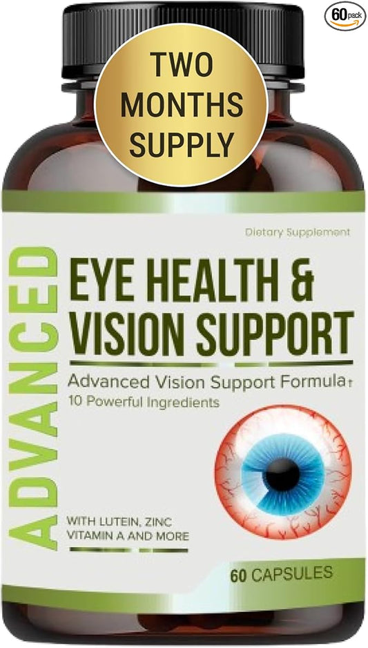 Eye Health & Vision Support—Eye Supplements For Adults Over 50 with Lutein Eye Vitamins For Macular Health, Eye Vision, Eye Strain, and Fatigue.With Zinc and Vitamin A to Support Sharp Vision.