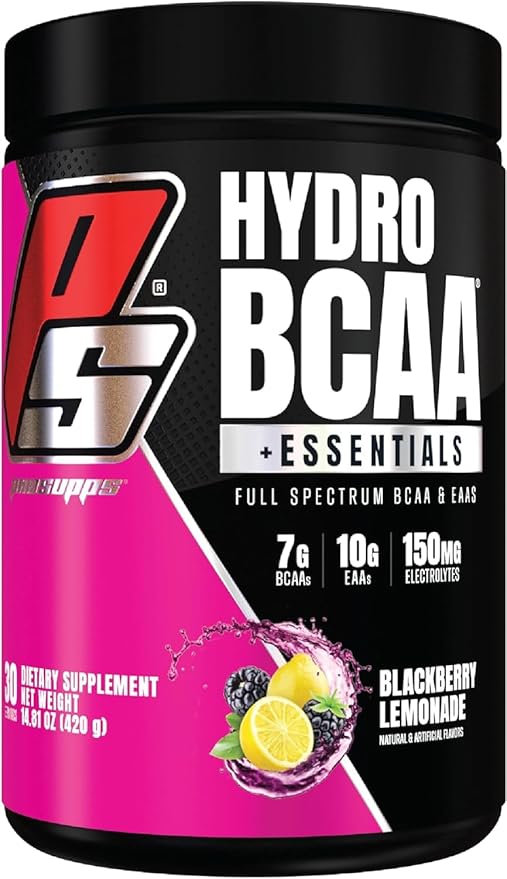 PROSUPPS HydroBCAA Essential Amino Acids Powder, BlackBerry Lemonade - Workout Supplement with BCAA, EAAs & Electrolytes for Hydration & Recovery - Stimulant-Free, Soy & Gluten-Free - 30 Servings