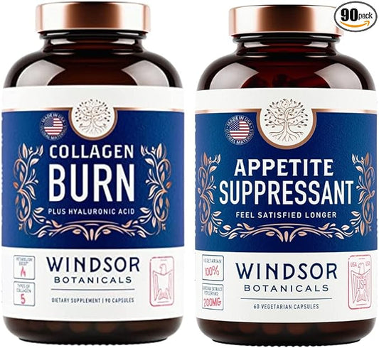 WINDSOR BOTANICALS Thermogenic Multi Collagen Fat Burner and Appetite Suppressant Weight Loss Bundle