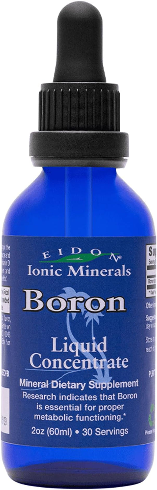Eidon Ionic Minerals Liquid Boron Drops - Ionic Mineral Boron Supplement, Essential Element to Support Brain and Bone Health, Bioavailable, No Preservatives or Additives - 2 oz