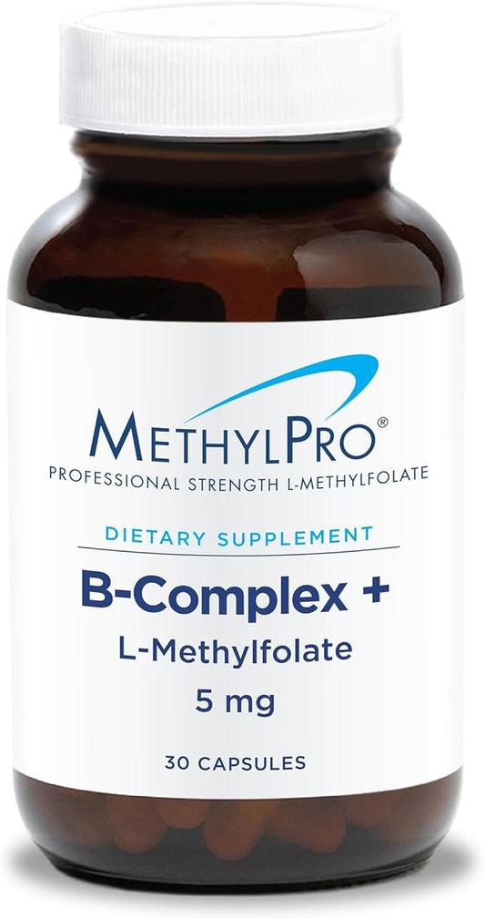 MethylPro B-Complex + L-Methylfolate 5 mg - Methylated Vitamin B Complex for Women and Men, Cellular Energy Support with Folate, Niacin and Biotin, VIT B Supplement - 30 Vegan Capsules
