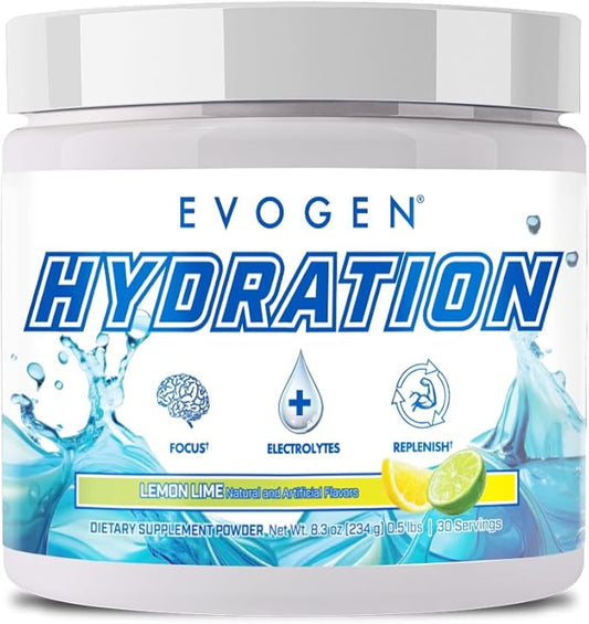 Evogen Hydration - Full Spectrum Electrolytes Powder | Sugar-Free Electrolyte Powder Supplement for Hydration, Energy, and Recovery | Coconut Water, B Vitamins, Potassium | Lemon Lime | 30 Servings
