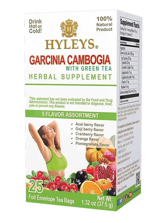 HYLEYS Tea Garcinia Cambogia Green Tea 5 Flavors Assortment - 25 Tea Bags