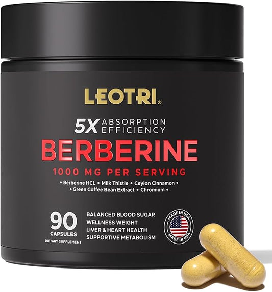 Berberine Supplement 1000mg with Ceylon Cinnamon: Berberine Supplement with Chromium Picolinate & Milk Thistle for GLP-1 Glucose Support - Made and Tested in USA - 90 Capsules