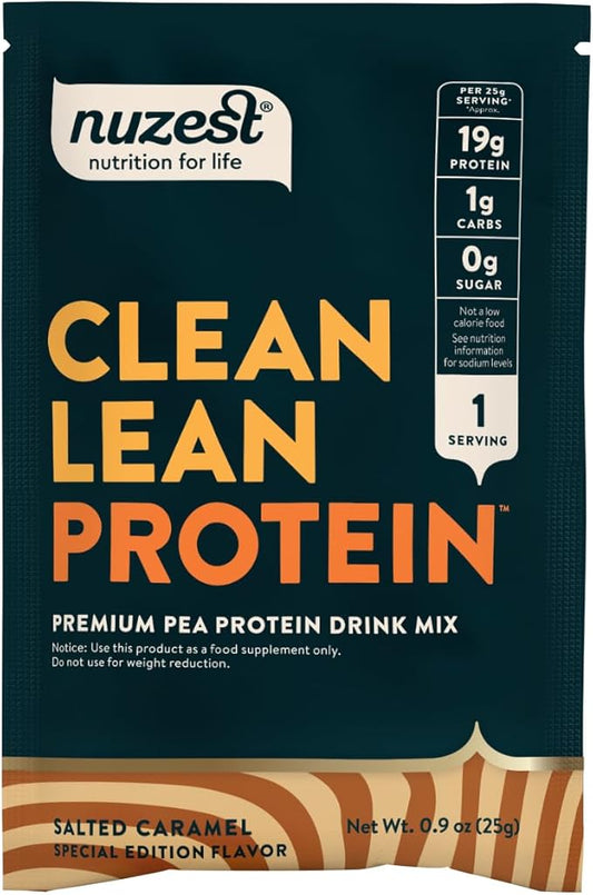 Nuzest - Vegan Pea Protein Powder - Clean Lean Protein, Premium Plant Based Protein Powder, Dairy Free, Gluten Free, GMO Free Protein Shake (1 Serving (Pack of 1), Salted Caramel)