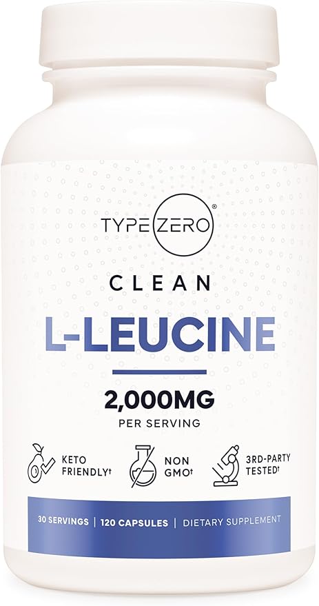 Type Zero L-Leucine Capsules (2000mg per Serving) 120 Capsules - 30 Servings