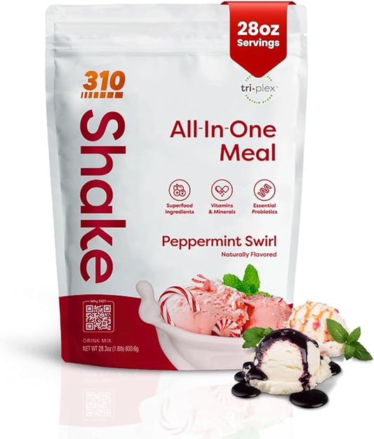 310 Nutrition All-In-One Meal Replacement Shake-Superfood Protein with Fiber, Probiotics & Adaptogens – Low Carb, Vegan, Keto & Paleo Friendly - 𝟮𝟴 𝗦𝗲𝗿𝘃𝗶𝗻𝗴𝘀 𝗣𝗲𝗽𝗽𝗲𝗿𝗺𝗶𝗻𝘁 𝗦𝘄𝗶𝗿𝗹