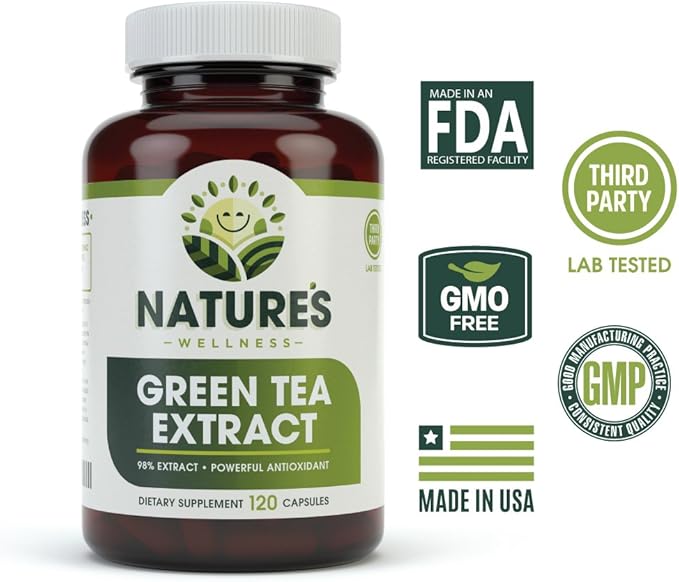 Green Tea Extract 98% Standardized with EGCG | Healthy Weight Support, Metabolism, Energy, Heart Health | Green Tea Capsules are Natural Caffeine Pills with Antioxidant & Free Radical Scavenger 1000mg