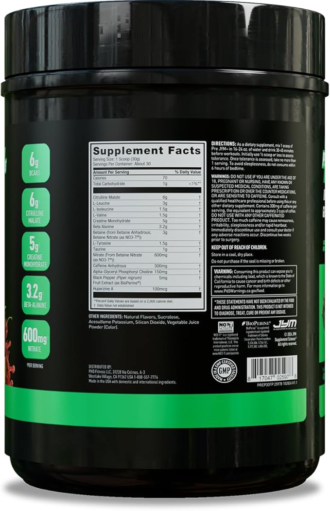 JYM Supplement Science Pre JYM Plus Orange Pre-Workout Powder, Amino Nitrates, Creatine, Betaine, Nootropics, BCAA’s, for Men & Women, 30 Servings