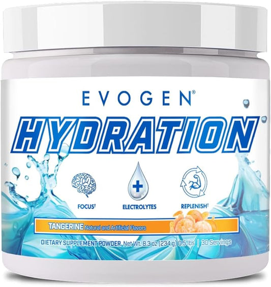 Evogen Hydration - Electrolytes Powder | Sugar-Free Electrolyte Powder Supplement for Hydration, Energy, and Recovery | Coconut Water, B Vitamins, Potassium | Tangerine | 30 Servings