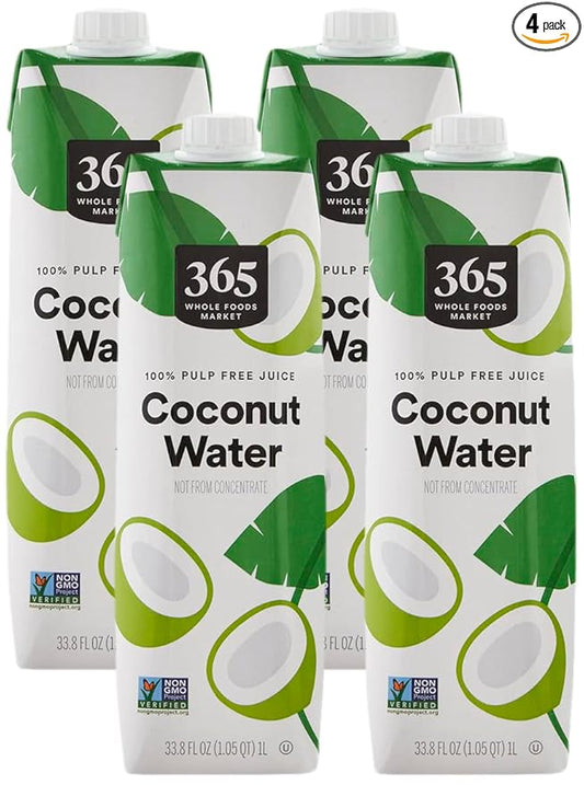 365 by Whole Foods Market, Coconut Water, 33.8 Fl Oz (Pack of 4)