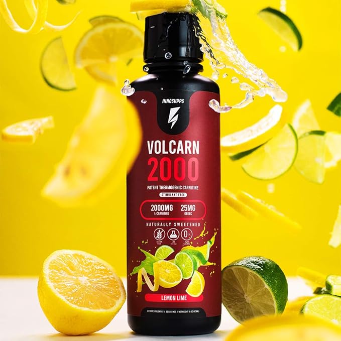 InnoSupps Volcarn 2000 - L-CARNITINE Advanced Energy Liquid | ATP Enhancer with GBEEC | Boosts Energy, Enhances Focus, Caffeine Free, No Artificial Sweeteners | 32 Servings (Lemon Lime)