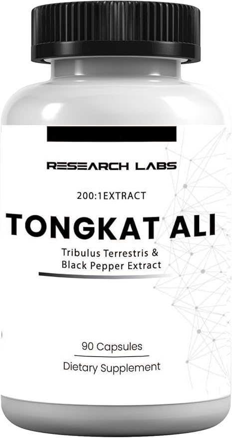 Research Labs Longjack Tongkat Ali Extract Capsules 200x Strength | 200,000 mg | Strength, Drive, Performance & Muscle Mass