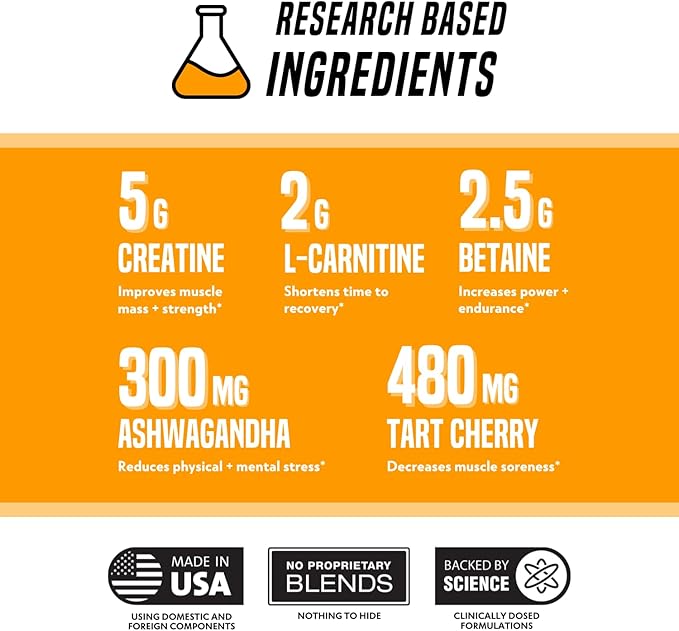 Outwork Nutrition Recovery Drink - Post Workout Recovery Powder & Creatine Monohydrate Muscle Builder for Men & Women - Creatine for Men & Women - After Workout Drink - Orange Sherbet - 230g