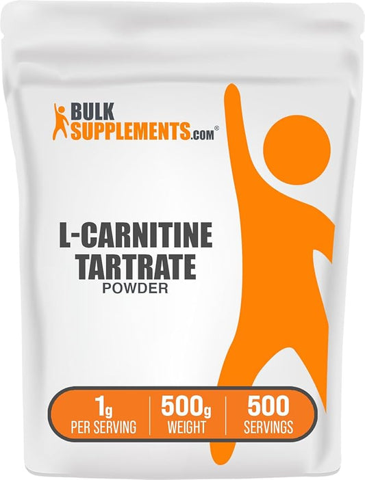 BulkSupplements.com L-Carnitine Tartrate Powder - Amino Acid Powder, Carnitine Supplement - Unflavored & Gluten Free, 1g per Serving, 500g (1.1 lbs) (Pack of 1)