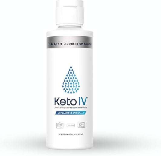 Keto IV Electrolyte Drops + High Potassium | No Leak Dropper Bottle | 500mg Potassium + Magnesium, Sodium & Zinc | Raw Mineral Flavor | 30 Servings
