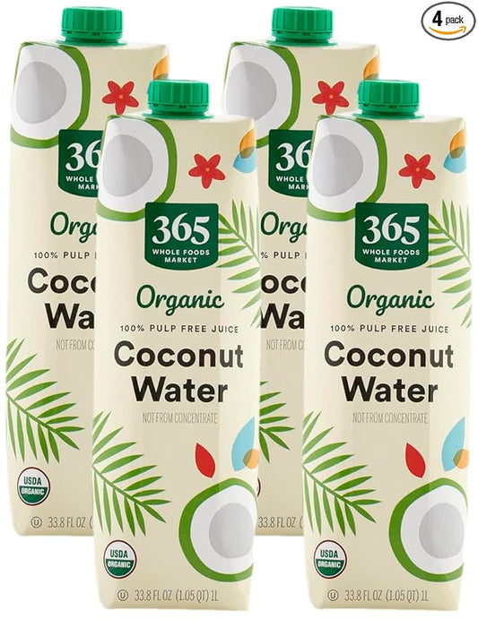 365 by Whole Foods Market, Organic Coconut Water, 33.8 Fl Oz (Pack of 4)