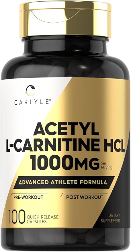 Carlyle Acetyl L-Carnitine HCL | 1000mg | 100 Capsules | Advanced Athlete Formula | Pre-Workout Supplement | Non-GMO & Gluten Free