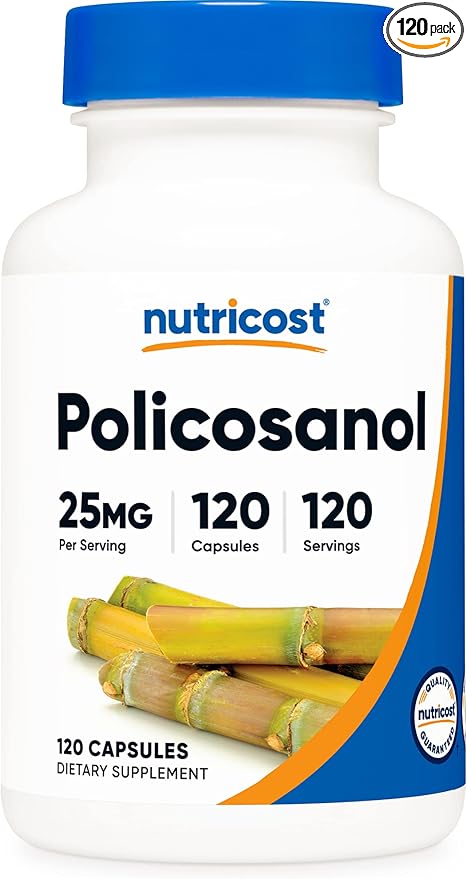 Nutricost Policosanol 25mg, 120 Capsules - Gluten Free, Non-GMO, and Vegetarian Friendly