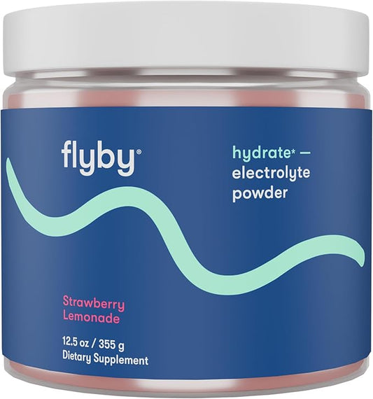 Flyby Electrolyte Powder - Strawberry Lemonade | contains Potassium, Aquamin™ Calcium & Magnesium, Sea Salt Sodium, Full Spectrum 72 Trace Minerals | Electrolytes Recovery | Non-GMO | Gluten-Free