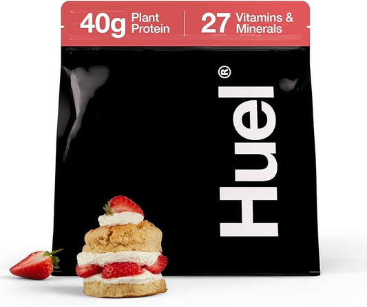 Huel Black Edition | Strawberry Shortcake 40g Vegan Protein Powder | Nutritionally Complete Meal | 27 Vitamins and Minerals, Gluten Free | 17 Servings | Scoop not included to reduce plastic