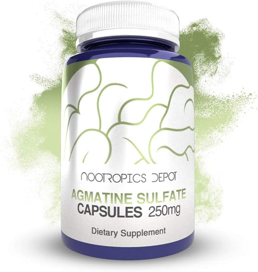 Nootropics Depot Agmatine Sulfate Capsules | 250mg | 60 Count | Amino Acid Supplement | Supports Energy, Physical Strength and Workout Recovery | Nitric Oxide Booster