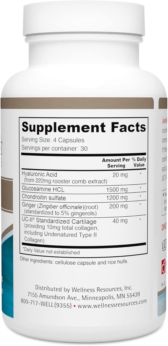 Wellness Resources JointAll - Joint Support Supplement with Natural Hyaluronic Acid, UC-II Collagen, Glucosamine, Chondroitin for Joint Strength and Comfort (120 Capsules) …