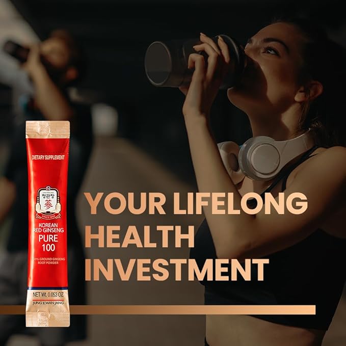 JungKwanJang Pure 100 Korean Red Ginseng Extract Powder Sticks, 28 Count