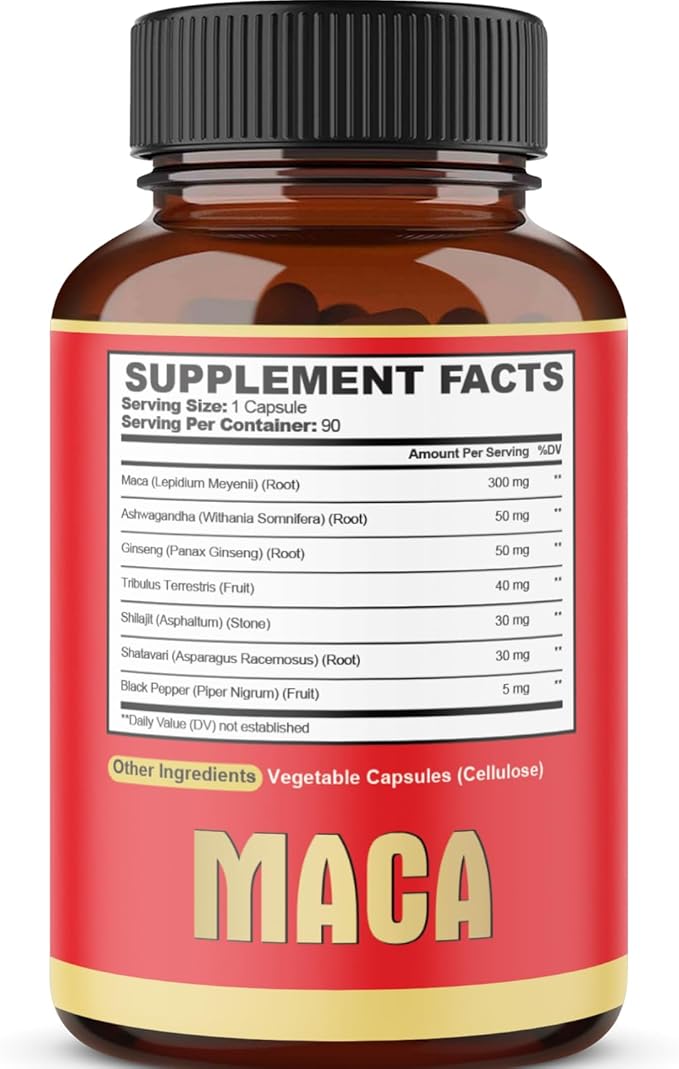 Maca Root Capsules - Supports Natural Health - Energy - Performance & Mood Supplement - Enhanced Blood Flow 3-Month Supply