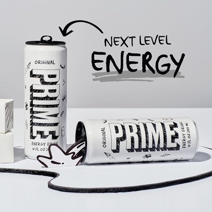 PRIME Energy ORIGINAL, Zero Sugar Energy Drink, Preworkout Energy, 200mg Caffeine with 355mg of Electrolytes and Coconut Water for Hydration| Vegan, Gluten Free, 12 Fluid Ounce |24 Pack