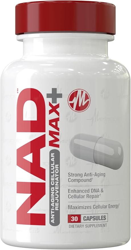Metabolic Nutrition NAD MAX Plus+ 450mg of NAD + Fenugreek, Quercetin, Resveratrol and Fo-ti Extract for Anti-Aging Cellular Rejuvination, Also Supports Cellular Energy,30 Vegetable Capsules