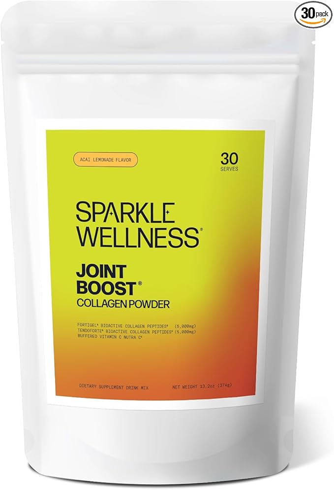 Sparkle Wellness Joint Boost (Acai Lemonade) [30-Serves] | Collagen Powder Supplement with FORTIGEL & TENDOFORTE Collagen Peptides & Calcium Ascorbate Vitamin C | Supports Joint Mobility